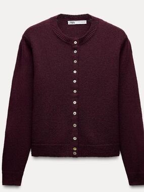 Zara Burgundy Cardigan Sweater
